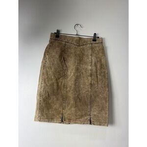 Vintage 80s Dakota Co Authentic Whipp Brown Acid Wash Denim Western Skirt 11/12